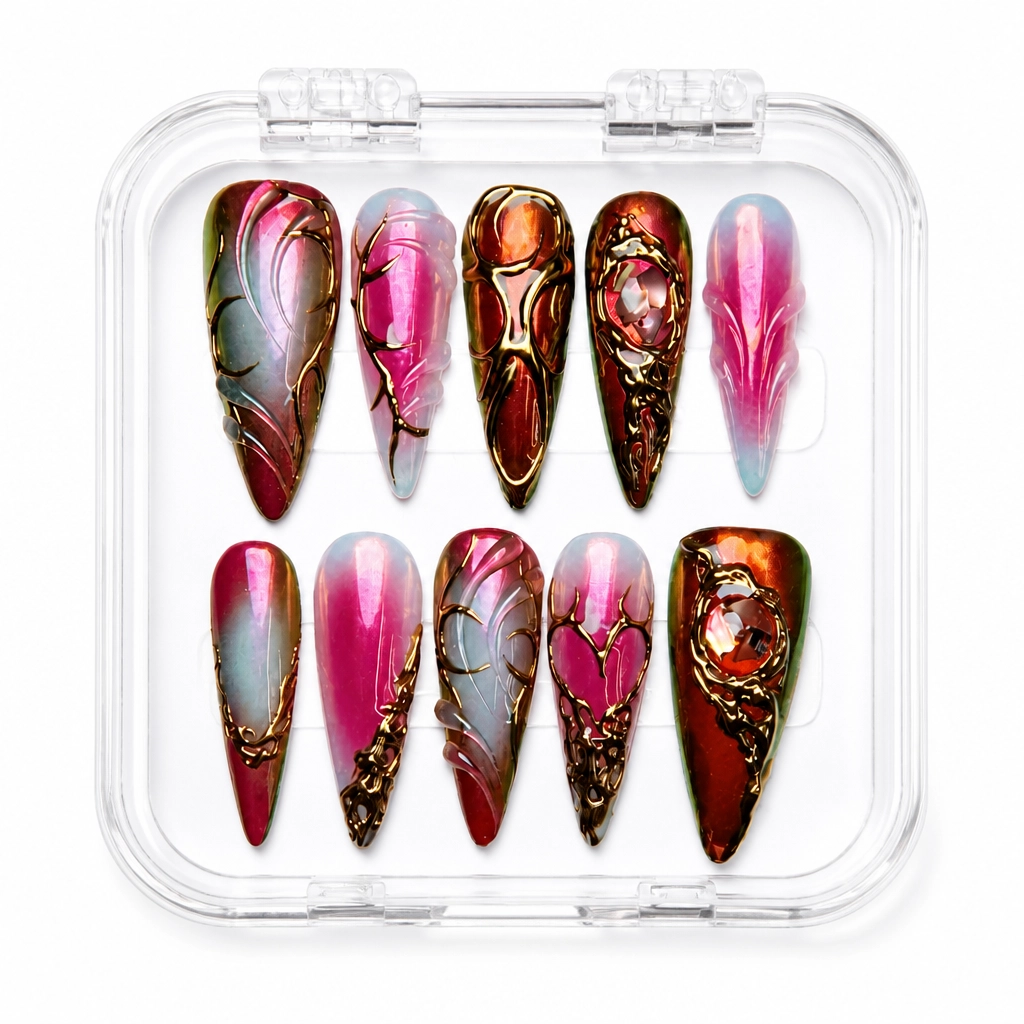 Press-on Nails Wholesale $14.90 Crimson Aurora by Yabe Vietnam