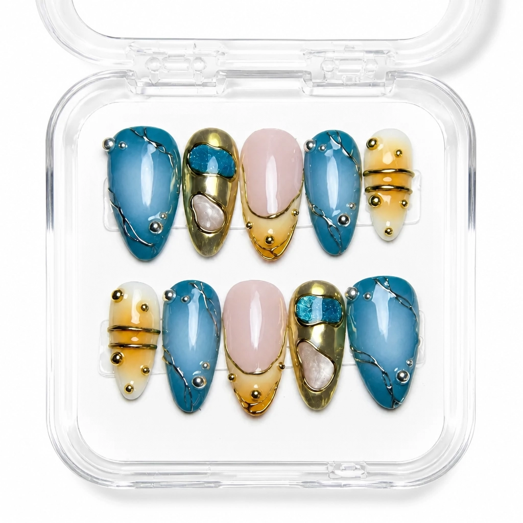 Press-on Nails Wholesale $14.90 Azure Luxe Opulence by Yabe Vietnam