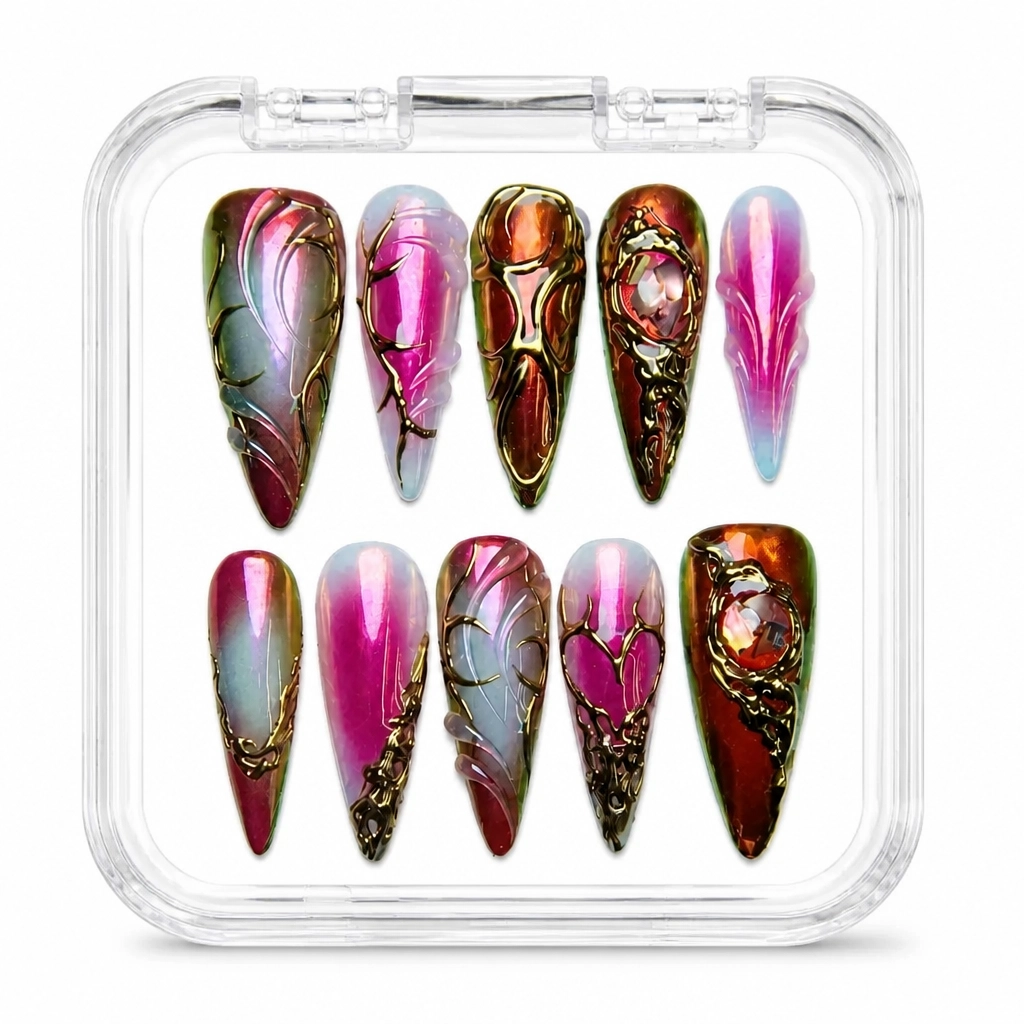 Press-on Nails Wholesale $14.90 Crimson Feather by Yabe Vietnam