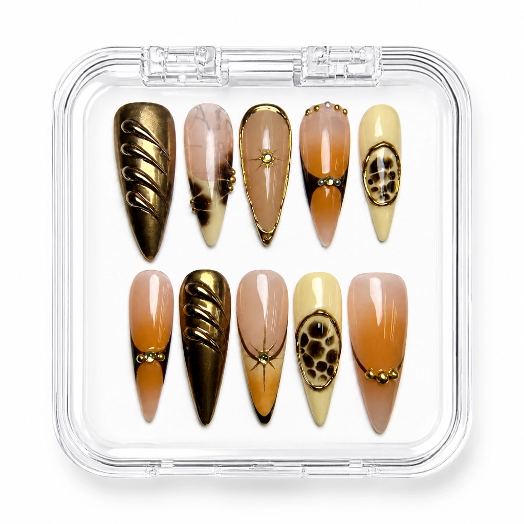 Press-on Nails Wholesale $14.90 Golden Luxe Stiletto by Yabe Vietnam