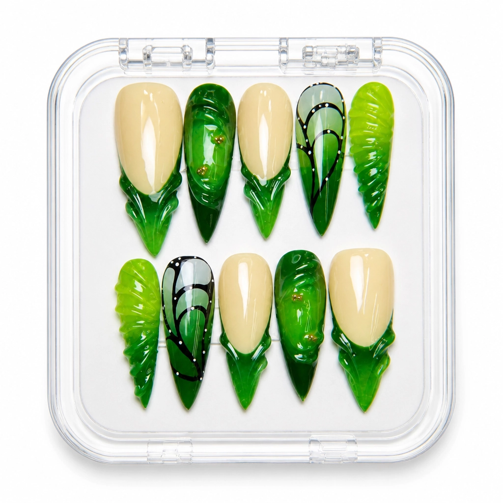 Press-on Nails Wholesale $14.90 Emerald Enchantment by Yabe Vietnam