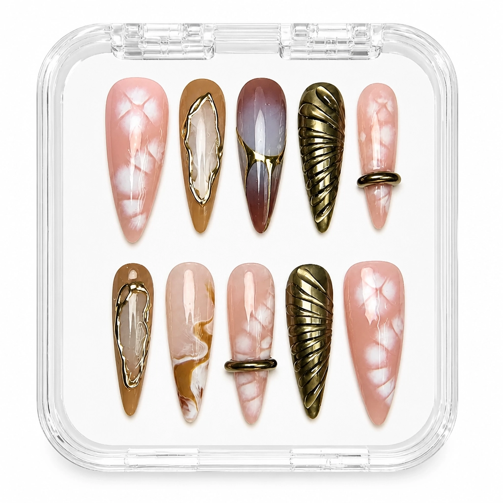 Press-on Nails Wholesale $14.90 Luxe Metallic Elegance by Yabe Vietnam
