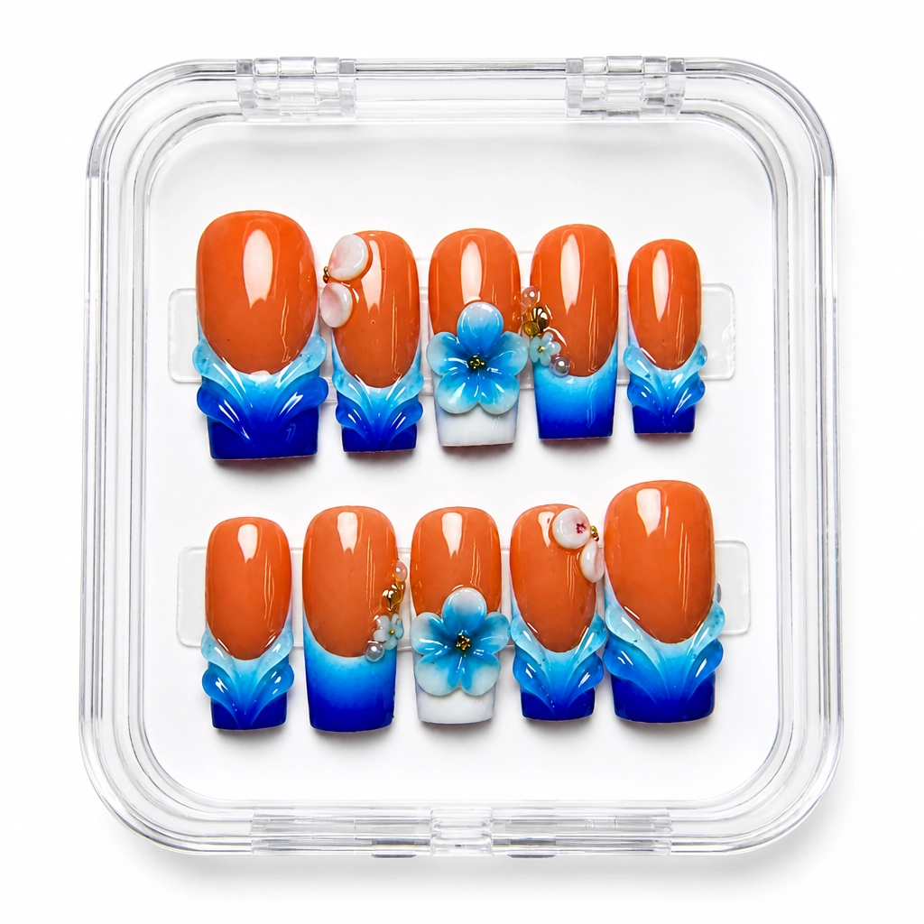 Press-on Nails Wholesale $14.90 Coral Bloom Luxe by Yabe Vietnam