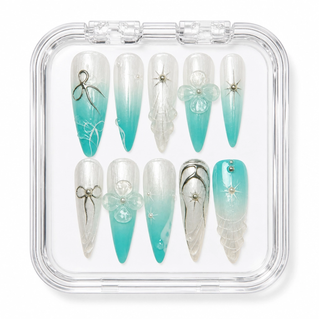 Press-on Nails Wholesale $14.90 Celestial Turquoise by Yabe Vietnam