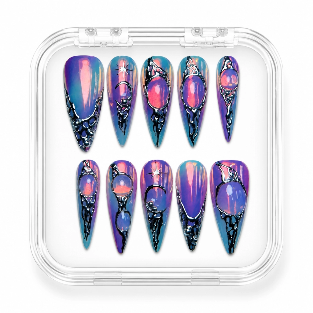 Press-on Nails Wholesale $14.90 Cosmic Stiletto by Yabe Vietnam
