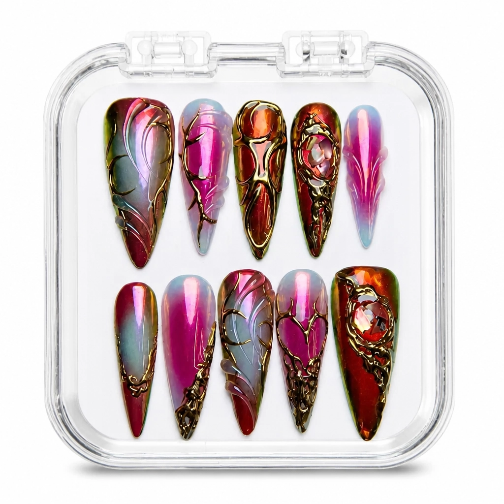 Press-on Nails Wholesale $14.90 Glimmer Crimson Luxe by Yabe Vietnam