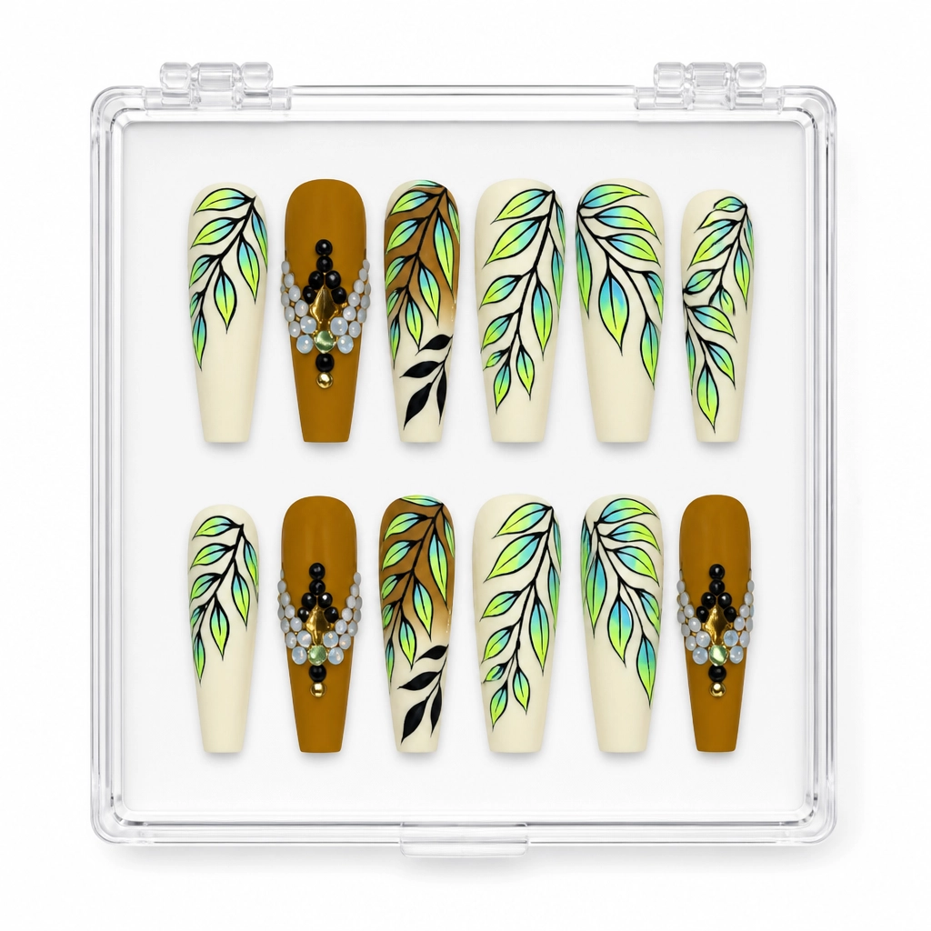 Press-on Nails Wholesale $14.90 Tropical Leaf Luxe by Yabe Vietnam