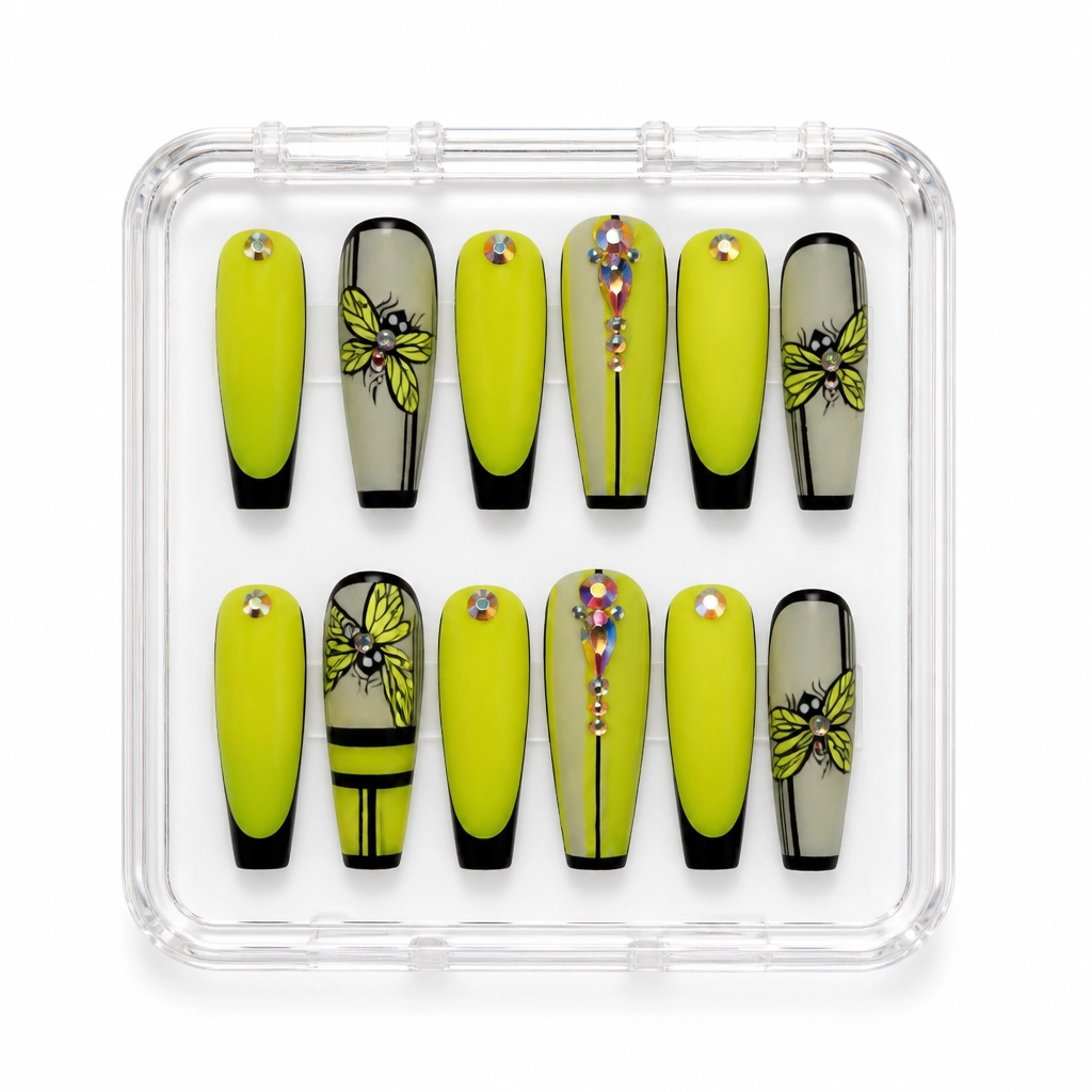 Press-on Nails Wholesale $14.90 Neon Botanical Bliss by Yabe Vietnam