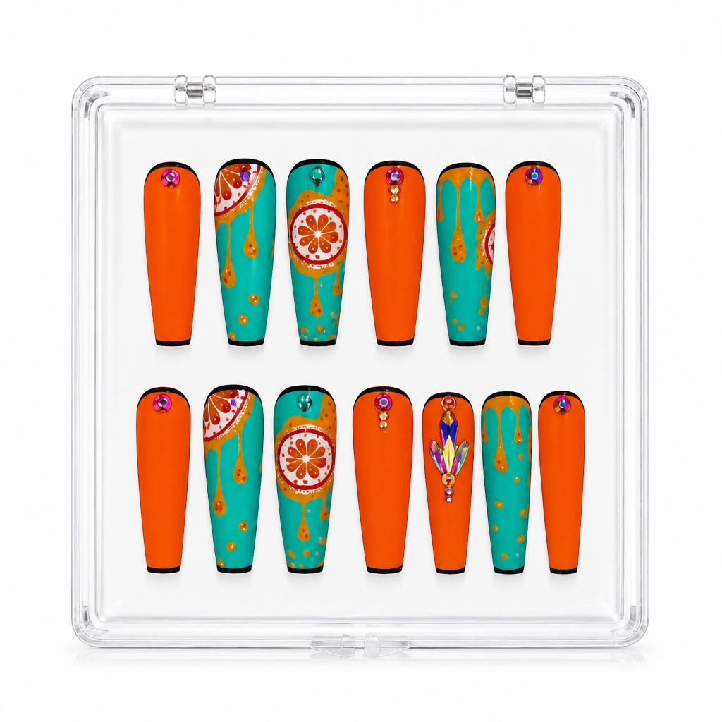 Press-on Nails Wholesale $14.90 Citrus Fusion by Yabe Vietnam