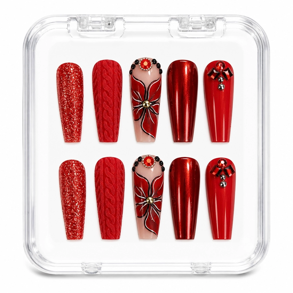 Press-on Nails Wholesale $14.90 Crimson Elegance by Yabe Vietnam