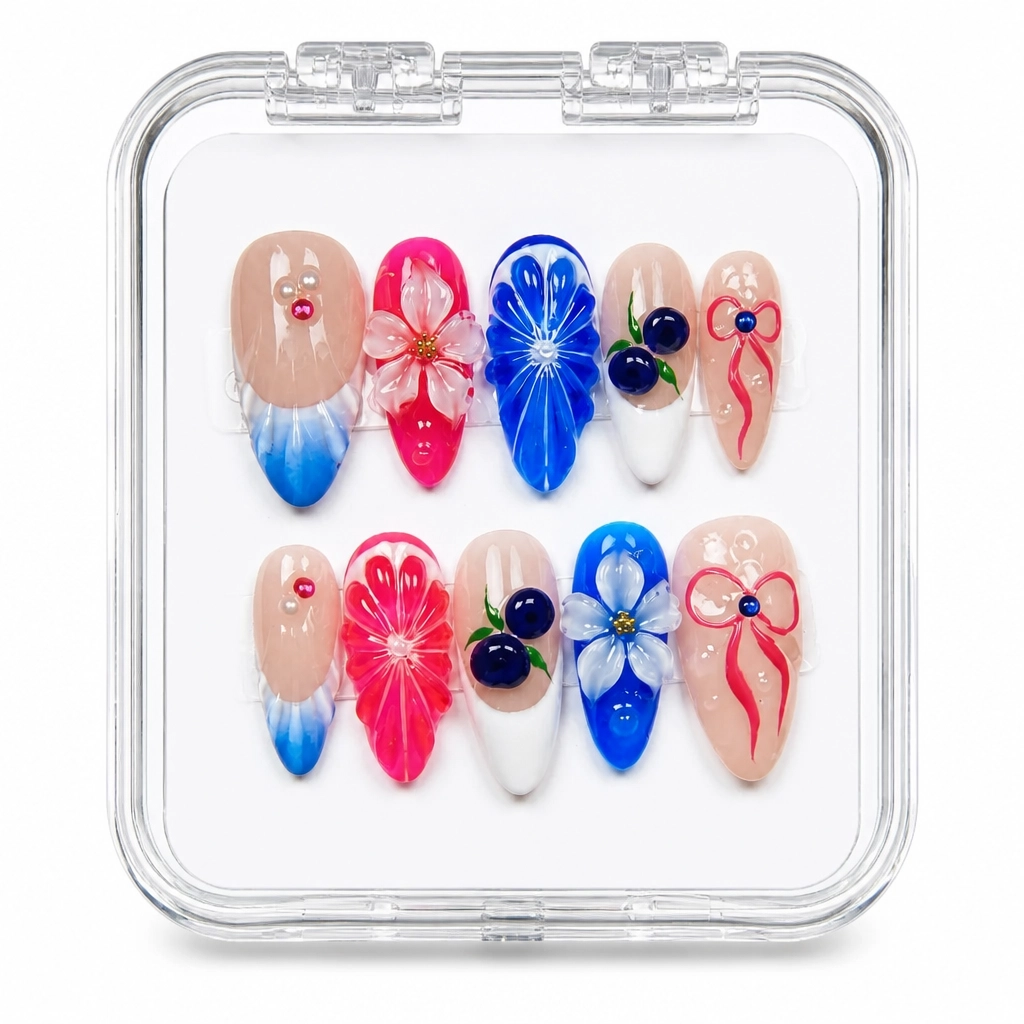 Press-on Nails Wholesale $14.90 Floral Chrome Bliss by Yabe Vietnam