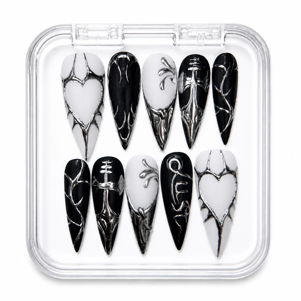 Press-on Nails Wholesale $14.90 Obsidian Elegance by Yabe Vietnam