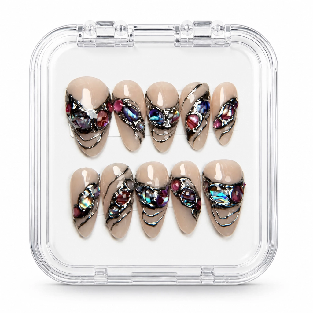Press-on Nails Wholesale $14.90 Nude Crystalline Elegance by Yabe Vietnam