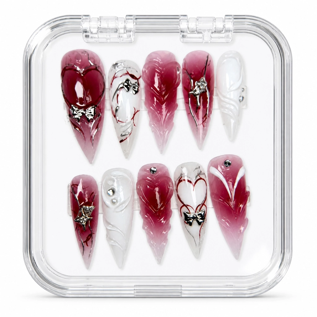 Press-on Nails Wholesale $14.90 Crimson Elegance by Yabe Vietnam