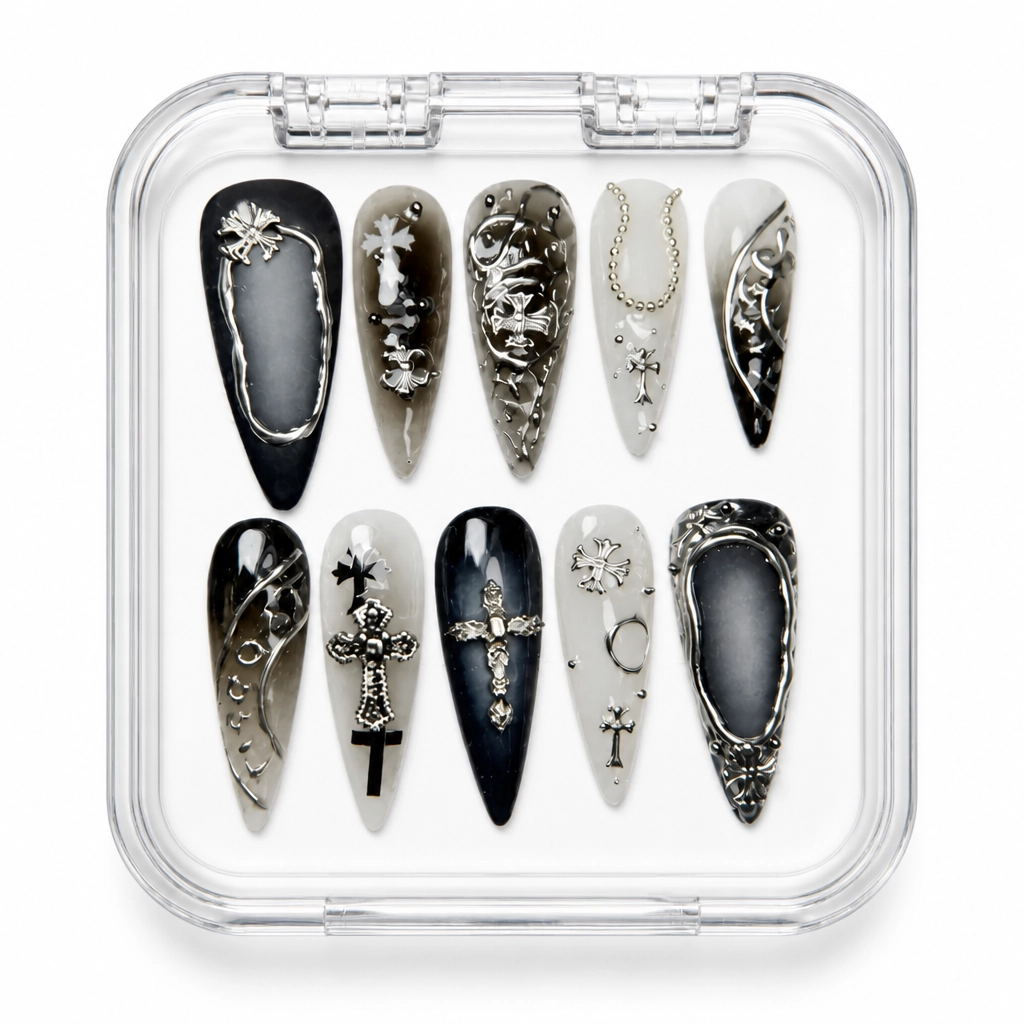 Press-on Nails Wholesale $14.90 Obsidian Elegance by Yabe Vietnam