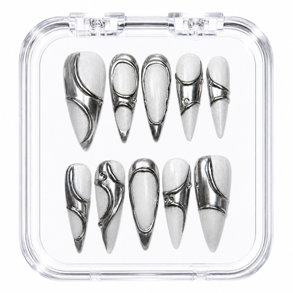 Press-on Nails Wholesale $14.90 Liquid Chrome Stiletto by Yabe Vietnam