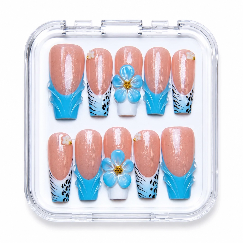Press-on Nails Wholesale $14.90 Azure Blossom by Yabe Vietnam