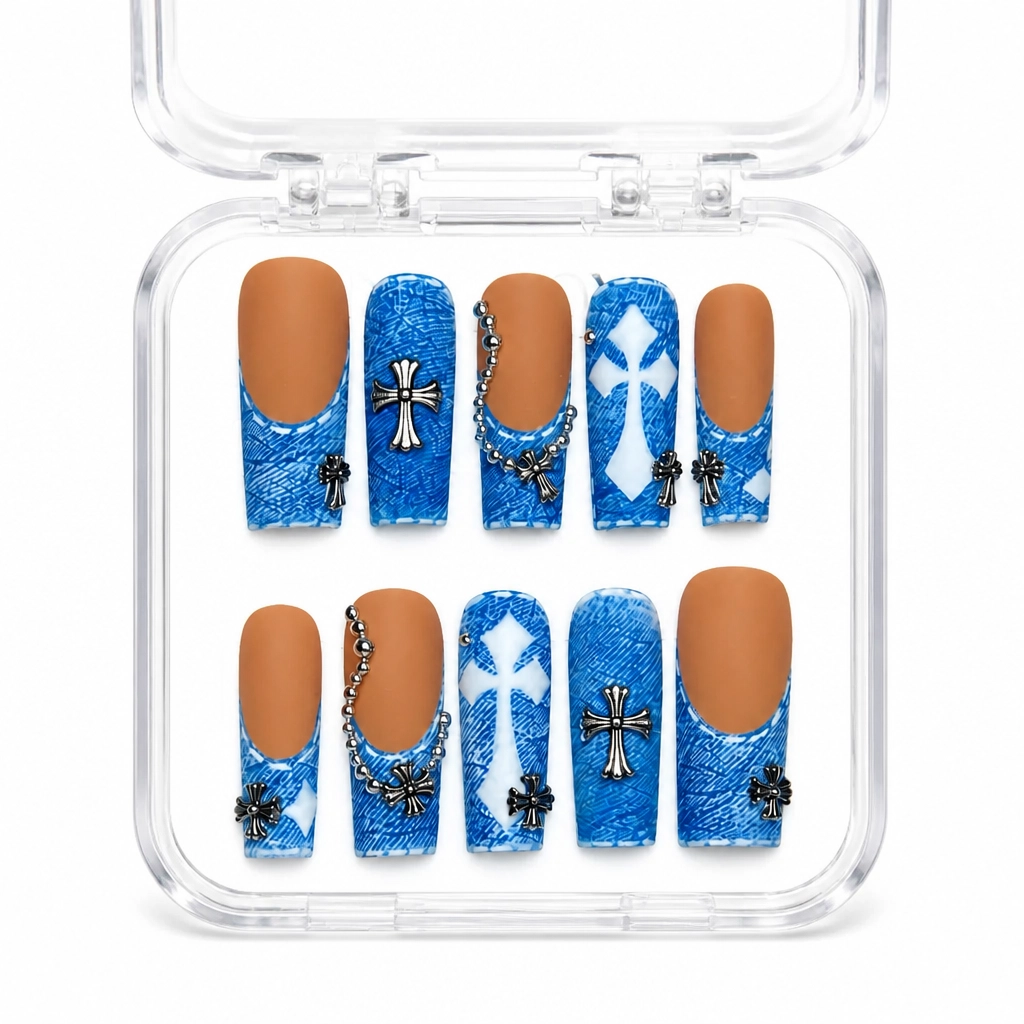 Press-on Nails Wholesale $14.90 Celestial Blue Elegance by Yabe Vietnam