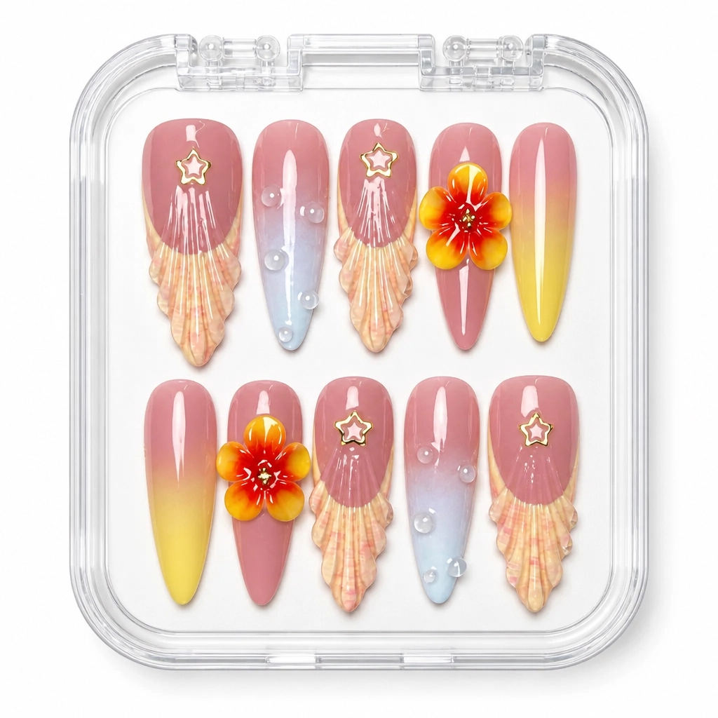 Press-on Nails Wholesale $14.90 Sunset Elegance by Yabe Vietnam