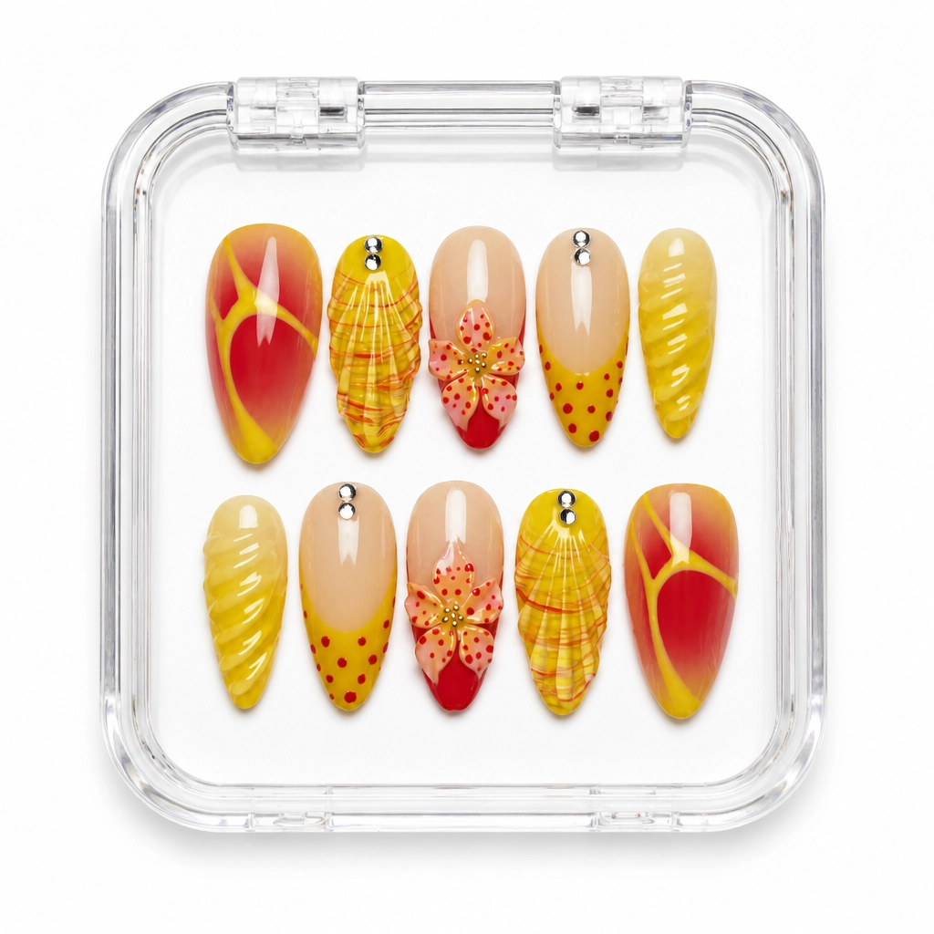 Press-on Nails Wholesale $14.90 Sunset Geometry by Yabe Vietnam