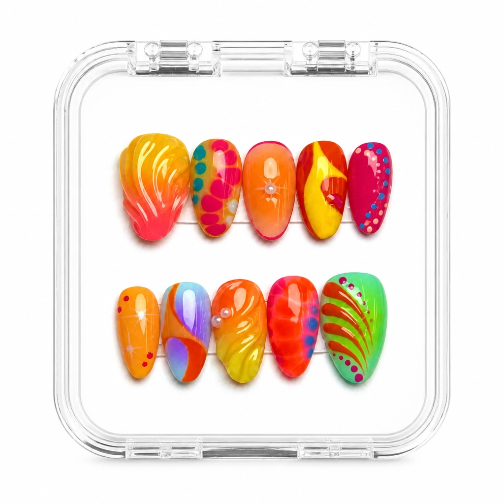 Press-on Nails Wholesale $14.90 Orange Gradient Elegance by Yabe Vietnam