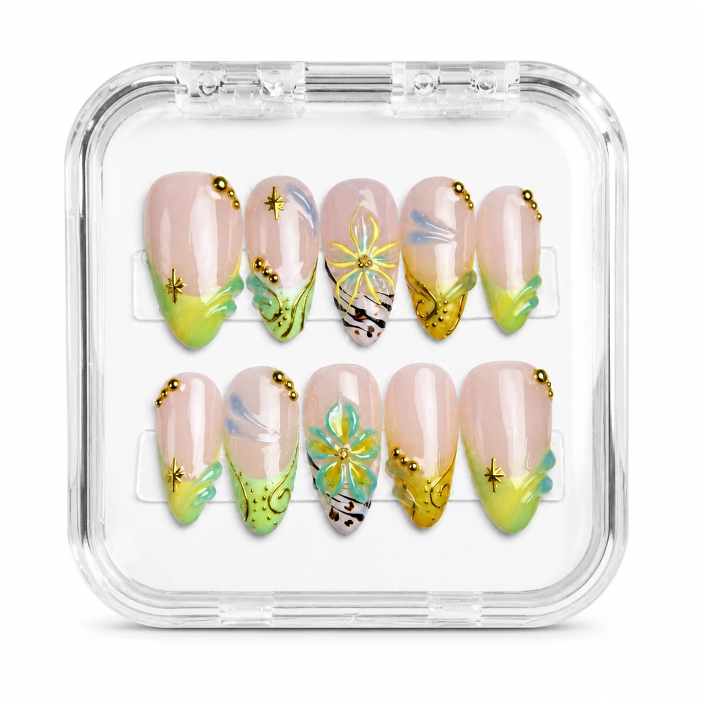 Press-on Nails Wholesale $14.90 Beige Citrus Bloom by Yabe Vietnam