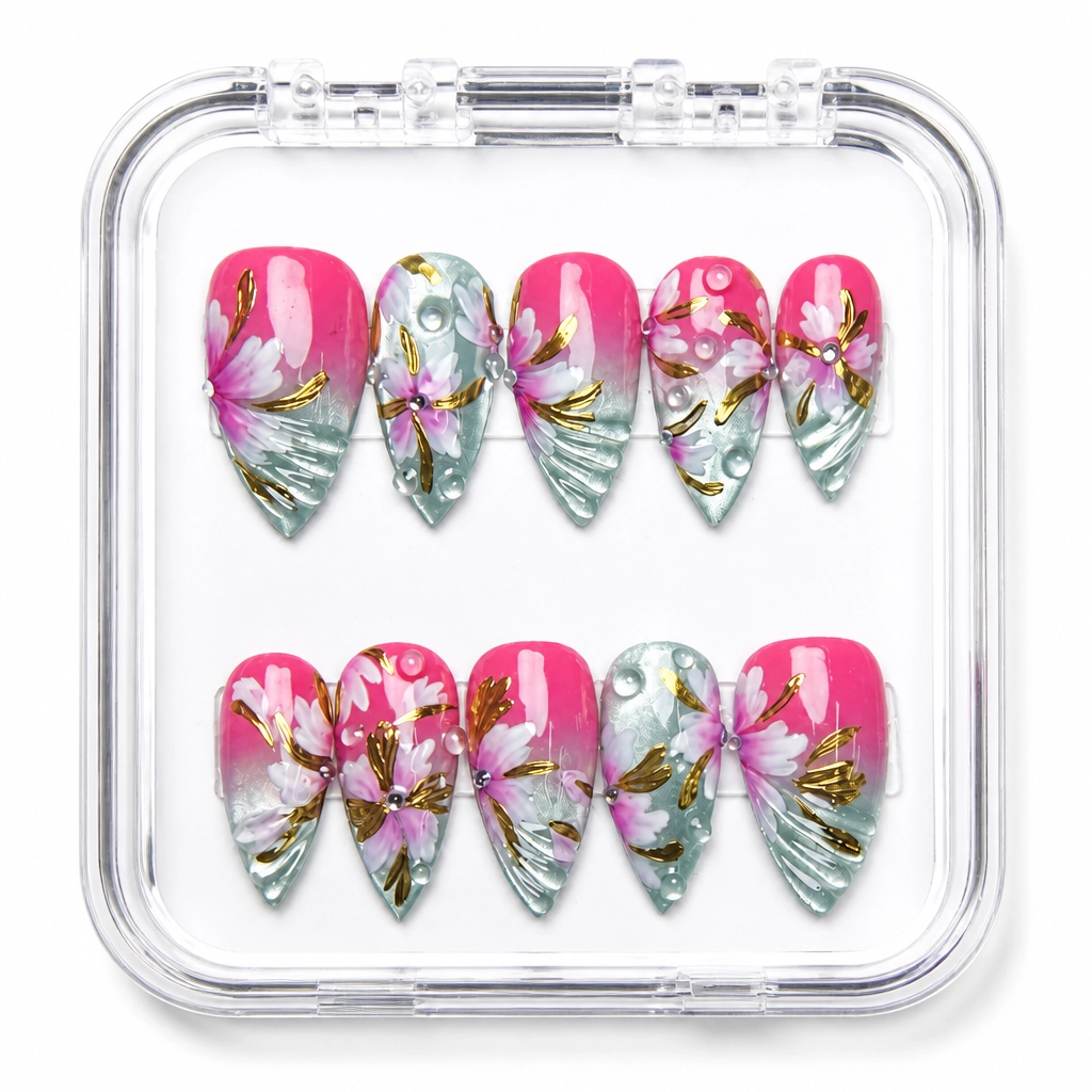 Press-on Nails Wholesale $14.90 Floral Elegance by Yabe Vietnam