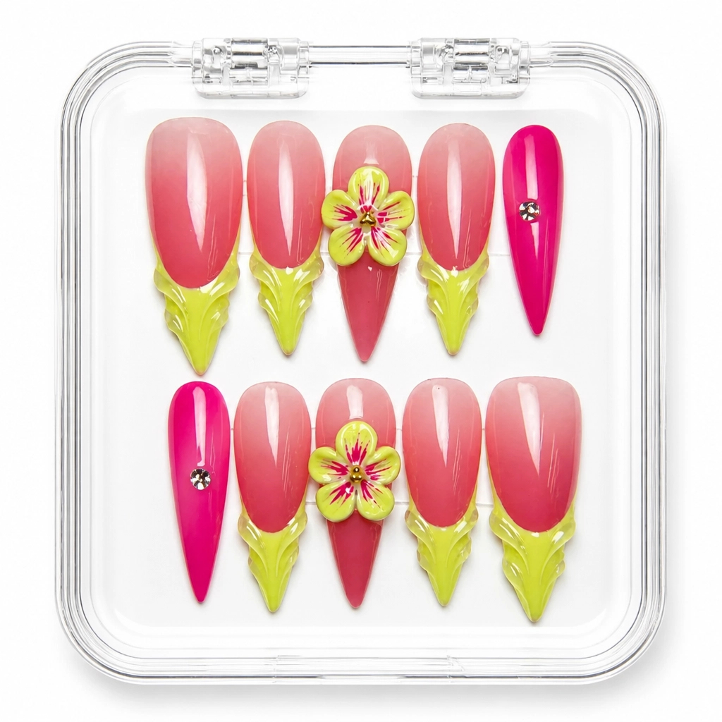 Press-on Nails Wholesale $14.90 Mauve Botanical Bloom by Yabe Vietnam