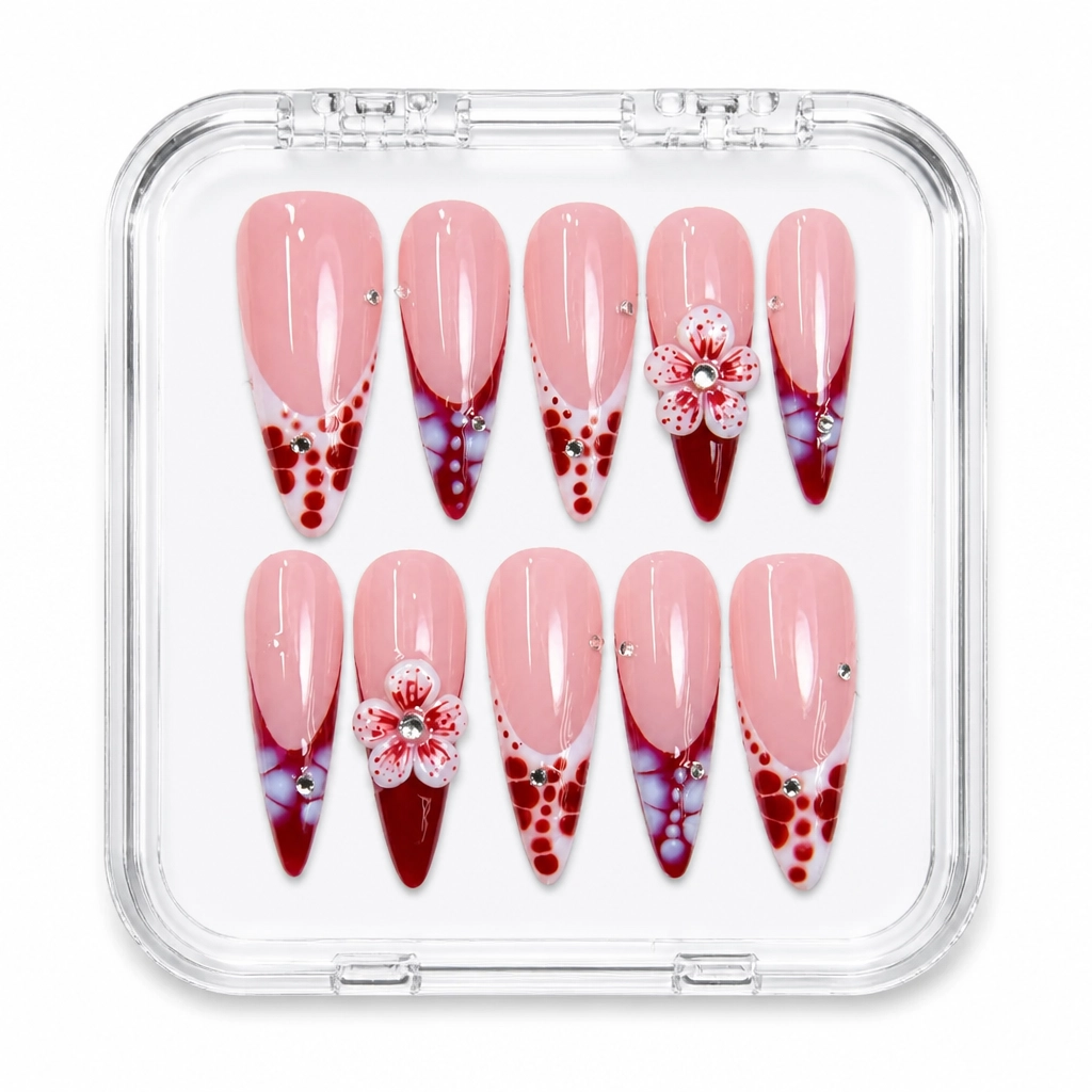 Press-on Nails Wholesale $14.90 Crimson Cascade by Yabe Vietnam