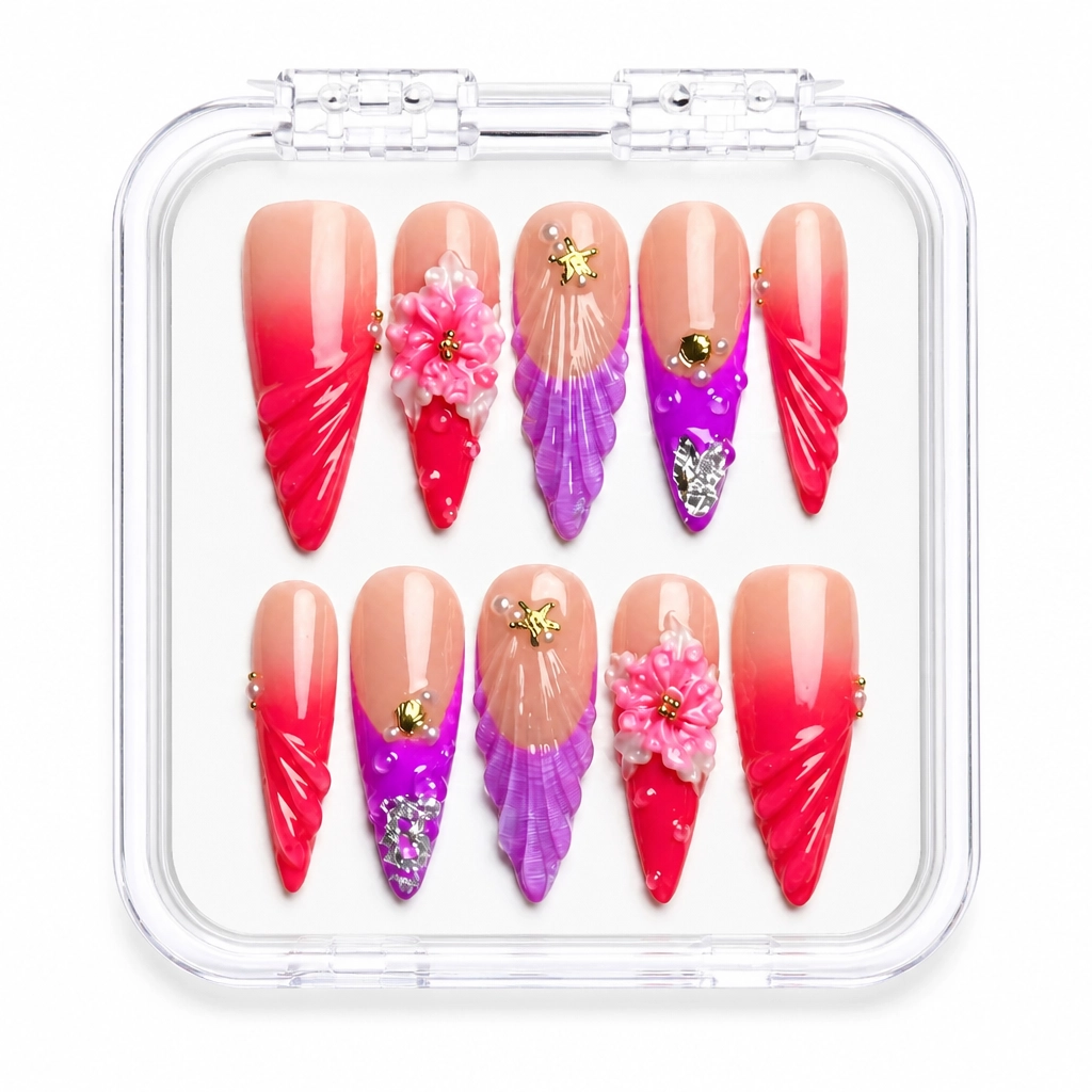 Press-on Nails Wholesale $14.90 Crimson Blossom by Yabe Vietnam