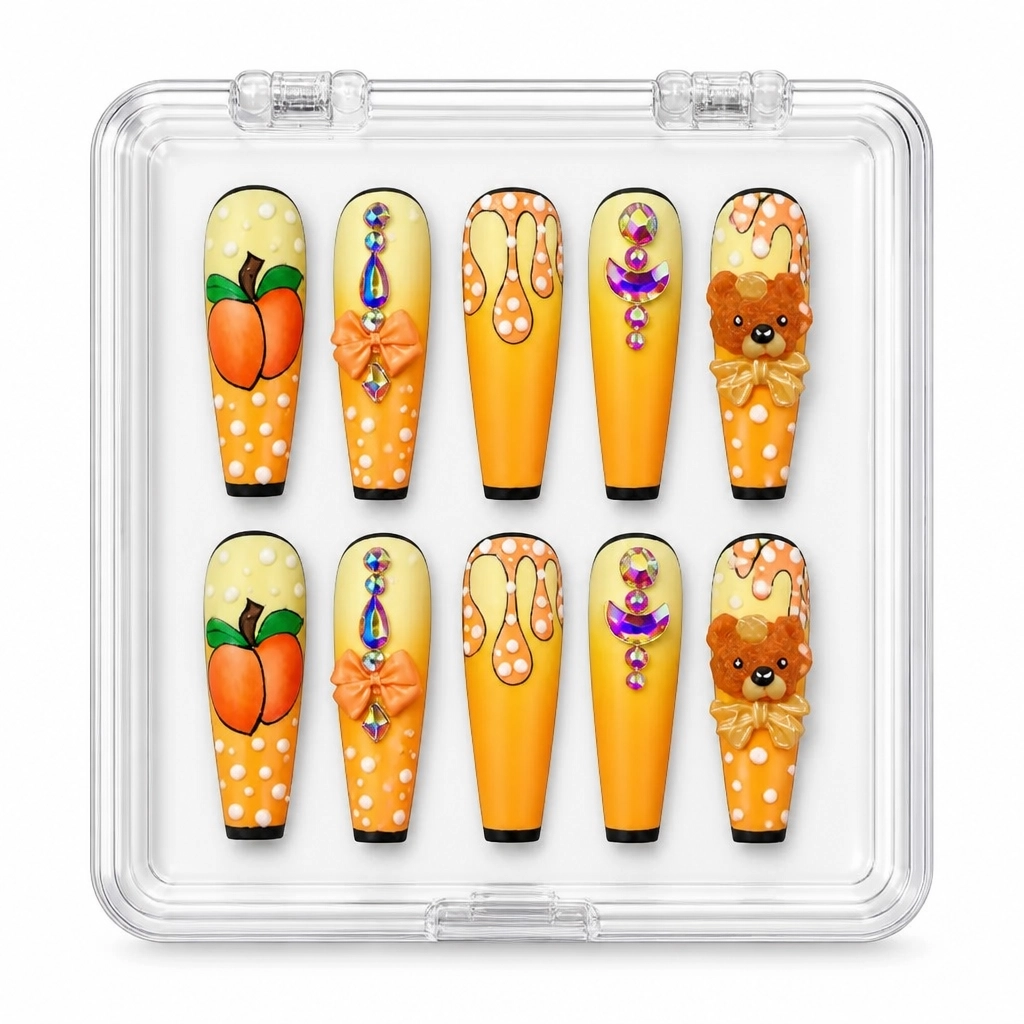 Press-on Nails Wholesale $14.90 Golden Fruit Medley by Yabe Vietnam