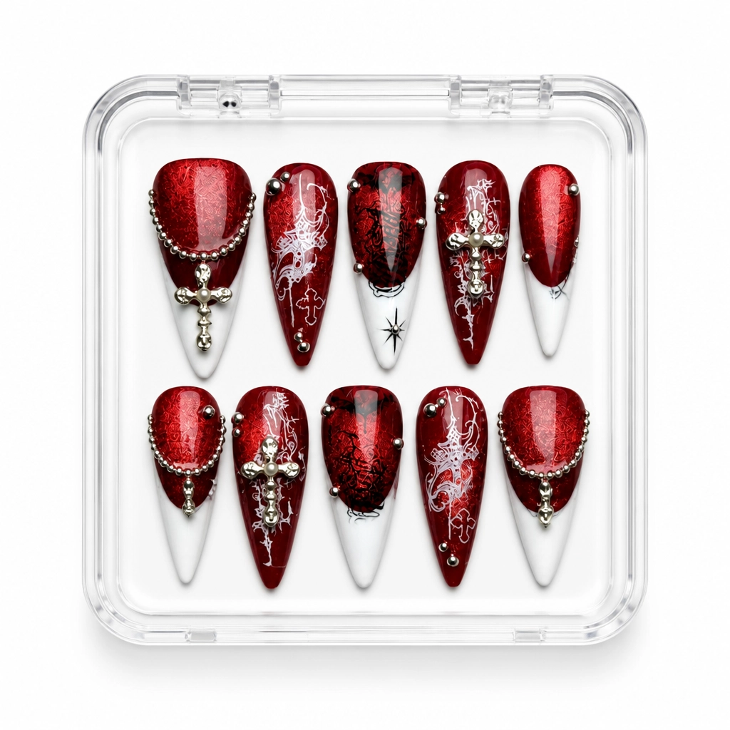 Press-on Nails Wholesale $14.90 Crimson Celestial by Yabe Vietnam