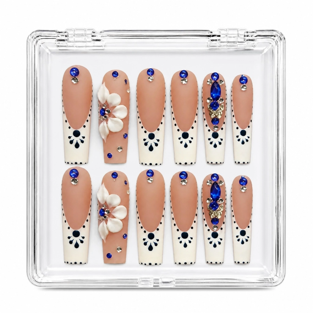Press-on Nails Wholesale $14.90 Nude Sapphire Elegance by Yabe Vietnam