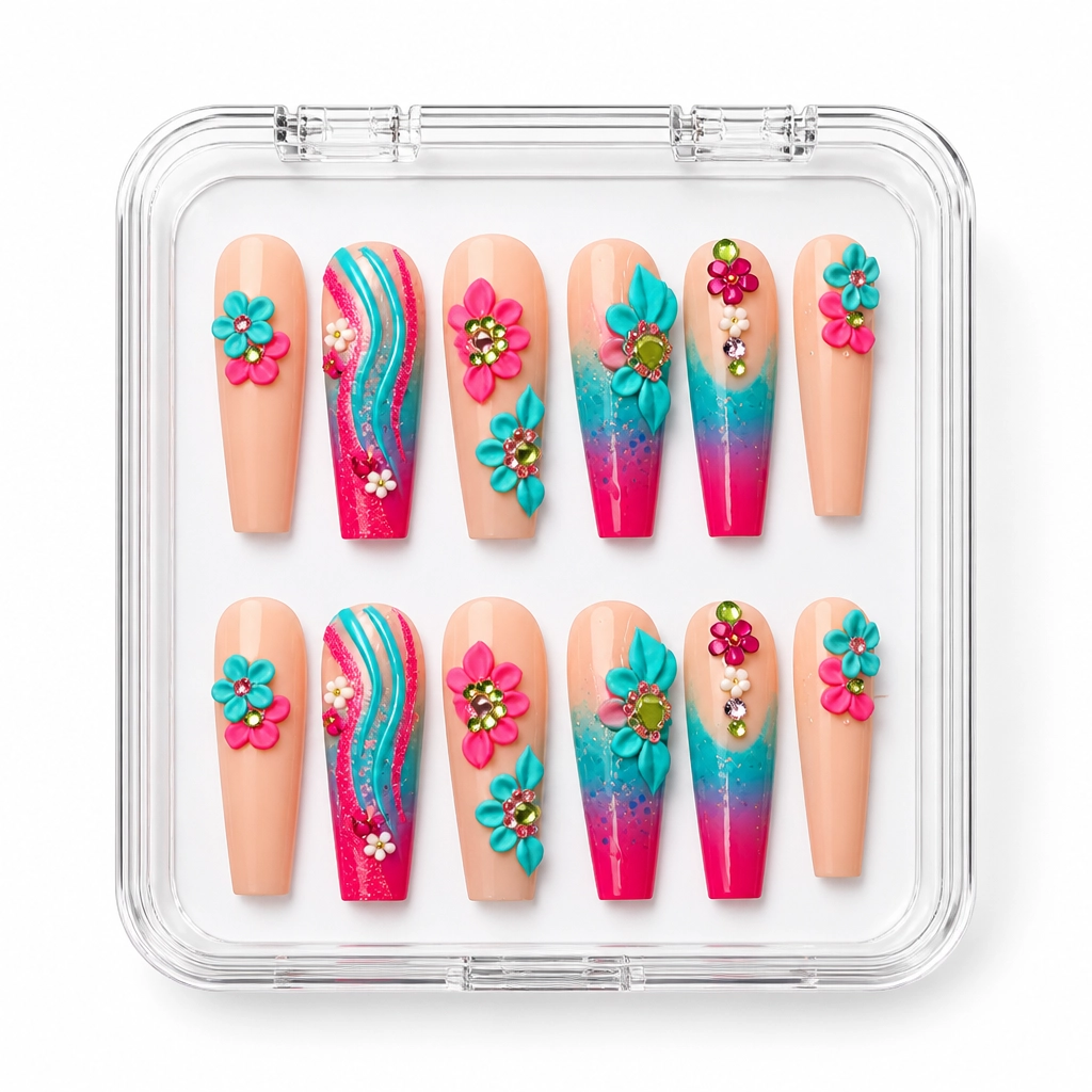 Press-on Nails Wholesale $14.90 Tropical Bloom Luxe by Yabe Vietnam