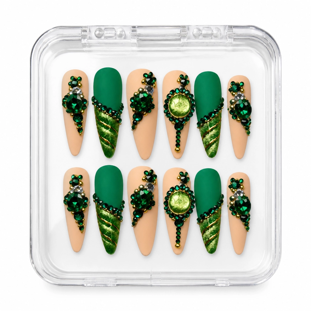 Press-on Nails Wholesale $14.90 Emerald Luxe by Yabe Vietnam