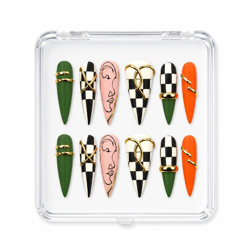 Press-on Nails Wholesale $14.90 Checkered Chic by Yabe Vietnam