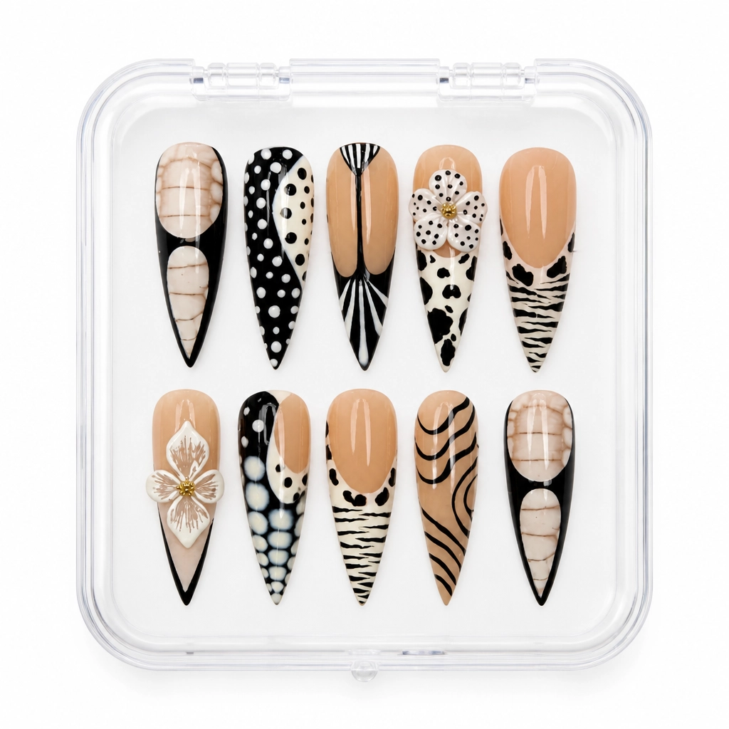 Press-on Nails Wholesale $14.90 Nude Wildflower Elegance by Yabe Vietnam