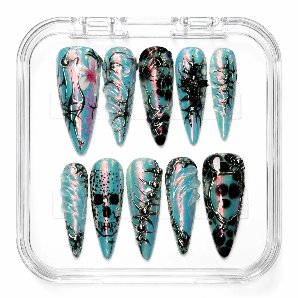 Press-on Nails Wholesale $14.90 Holo Feather Bliss by Yabe Vietnam
