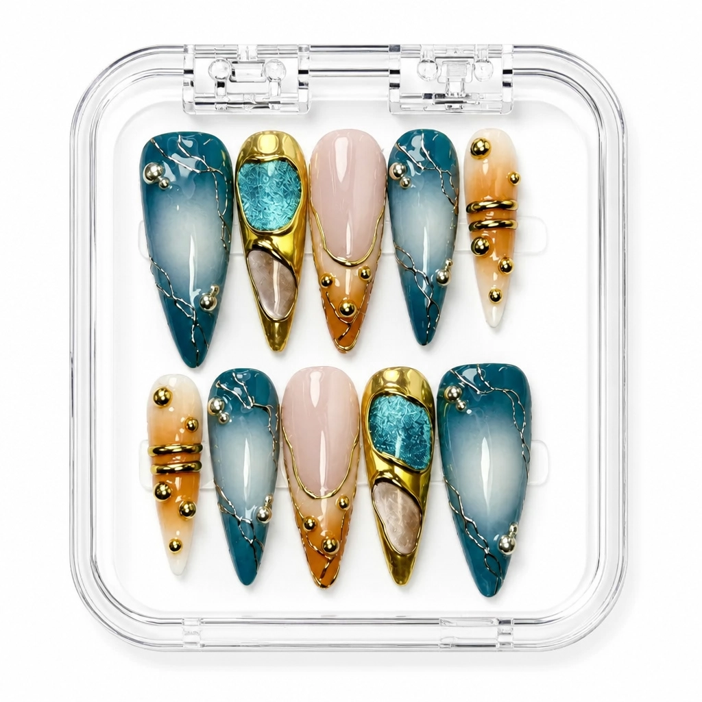 Press-on Nails Wholesale $14.90 Teal Midnight Luxe by Yabe Vietnam