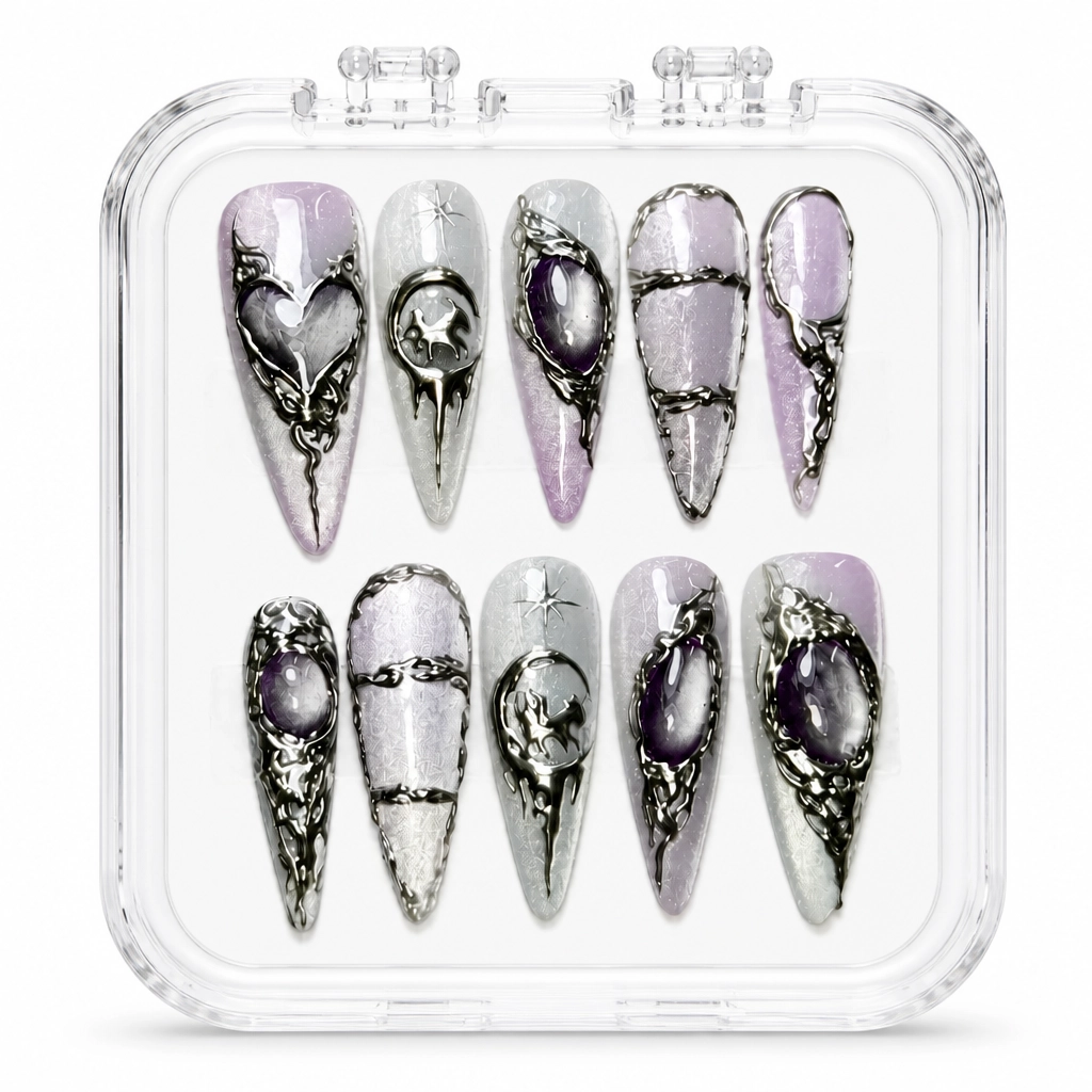 Press-on Nails Wholesale $14.90 Purple Obsidian Elegance by Yabe Vietnam