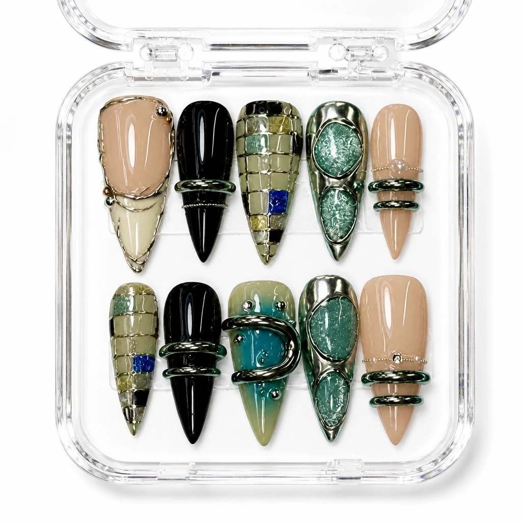 Press-on Nails Wholesale $14.90 Glimmer Emerald Luxe by Yabe Vietnam
