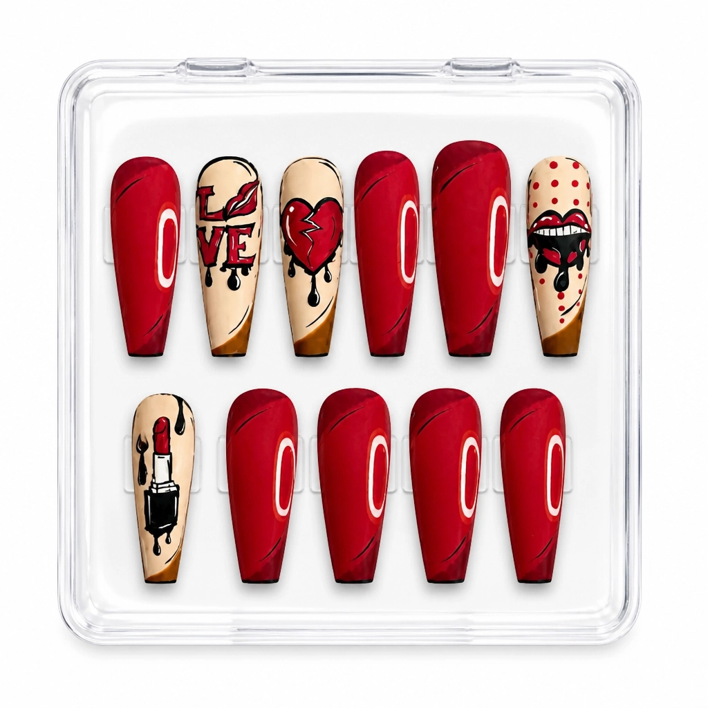 Press-on Nails Wholesale $14.90 Crimson Elegance by Yabe Vietnam