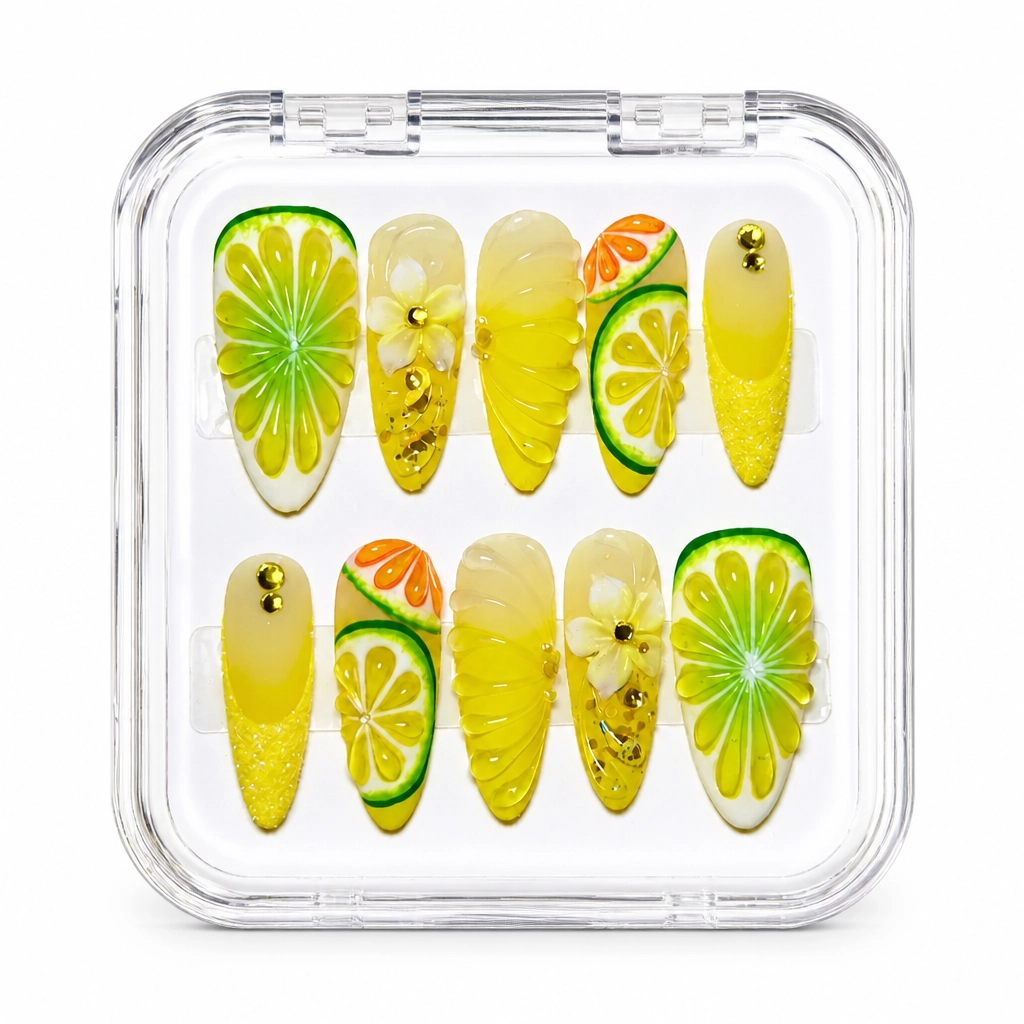 Press-on Nails Wholesale $14.90 Citrus Allure by Yabe Vietnam