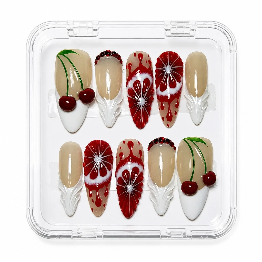 Press-on Nails Wholesale $14.90 Crimson Blossom by Yabe Vietnam