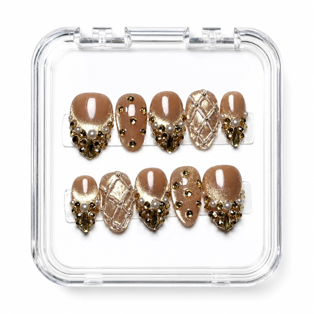 Press-on Nails Wholesale $14.90 Luxe Studded Nude by Yabe Vietnam