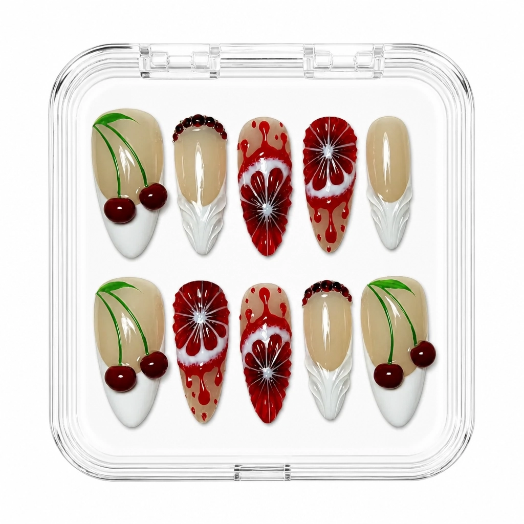 Press-on Nails Wholesale $14.90 Crimson Blossom by Yabe Vietnam