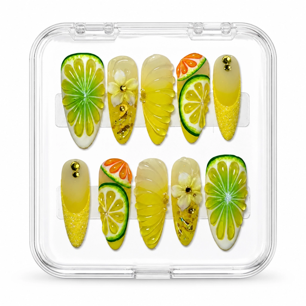 Press-on Nails Wholesale $14.90 Citrus Charm by Yabe Vietnam