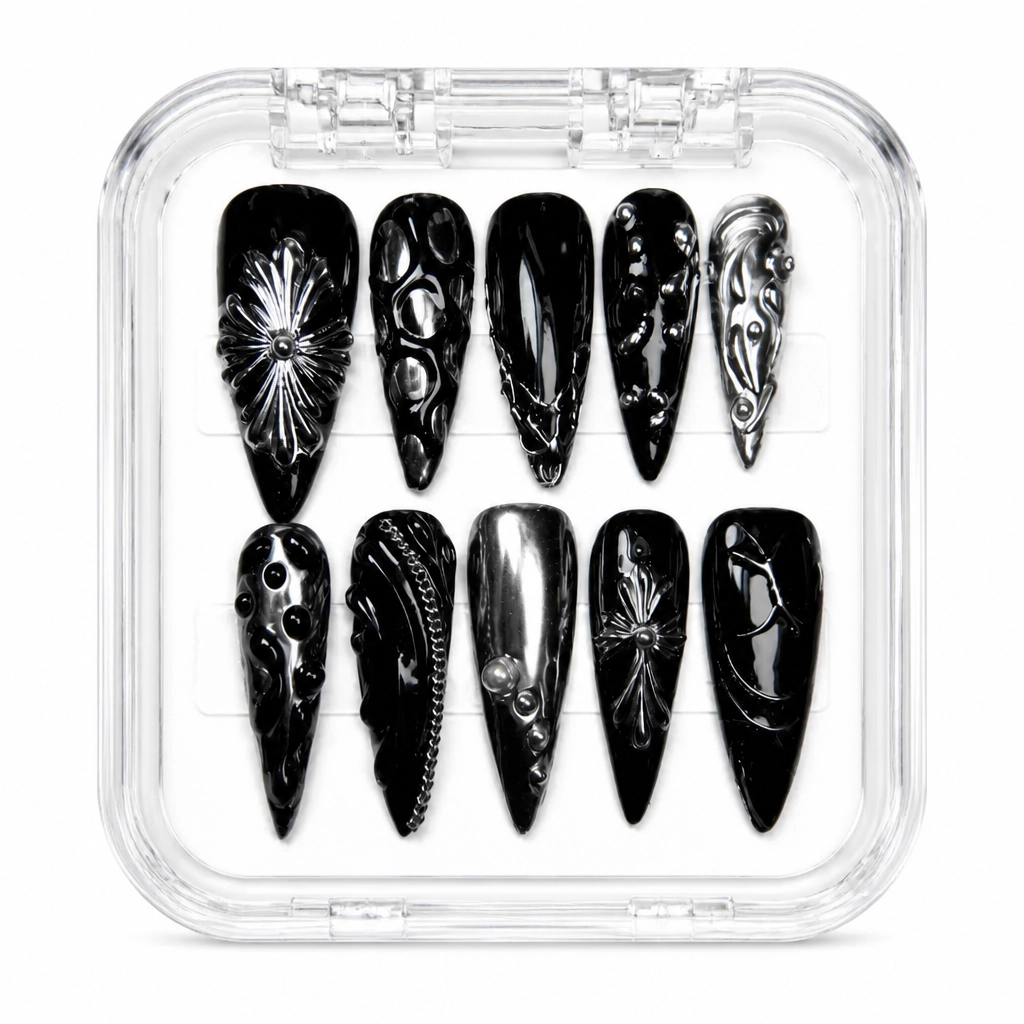 Press-on Nails Wholesale $14.90 Obsidian Bloom by Yabe Vietnam