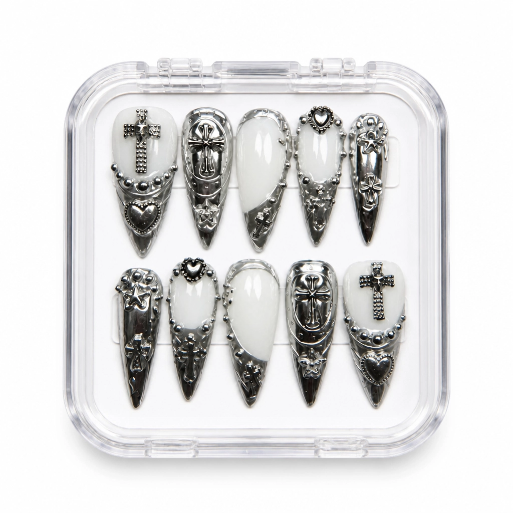 Press-on Nails Wholesale $14.90 Obsidian Elegance by Yabe Vietnam