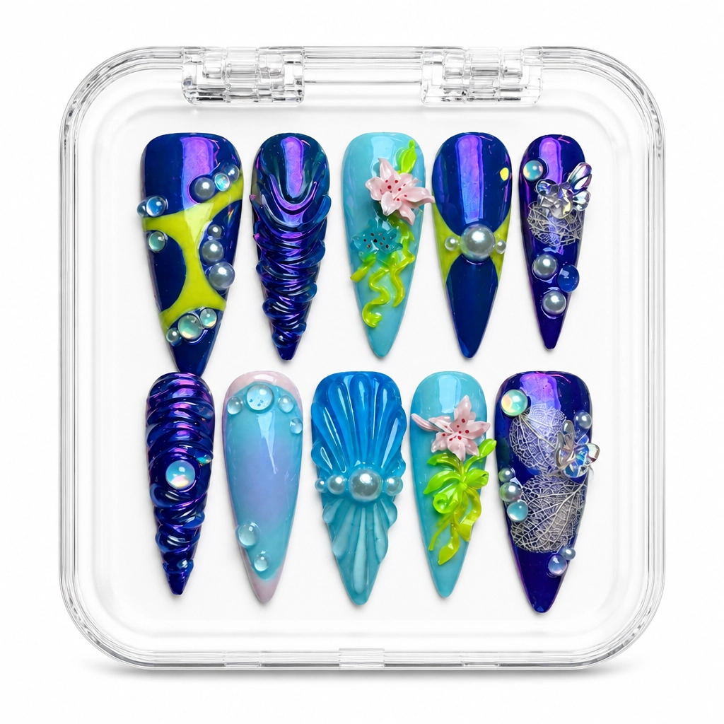 Press-on Nails Wholesale $14.90 Oceanic Bloom by Yabe Vietnam